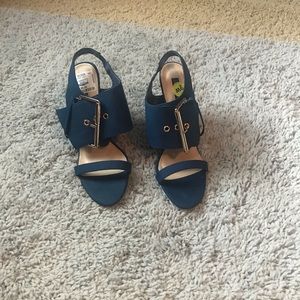 Navy Blue Izabella Rue Heels with buckle